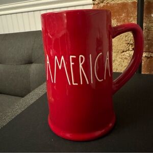 Rae Dunn Glossy Red America Stein Mug